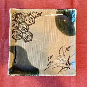 Vintage Japanese “Oribe” Square Serving Plate by TACHIKICHI